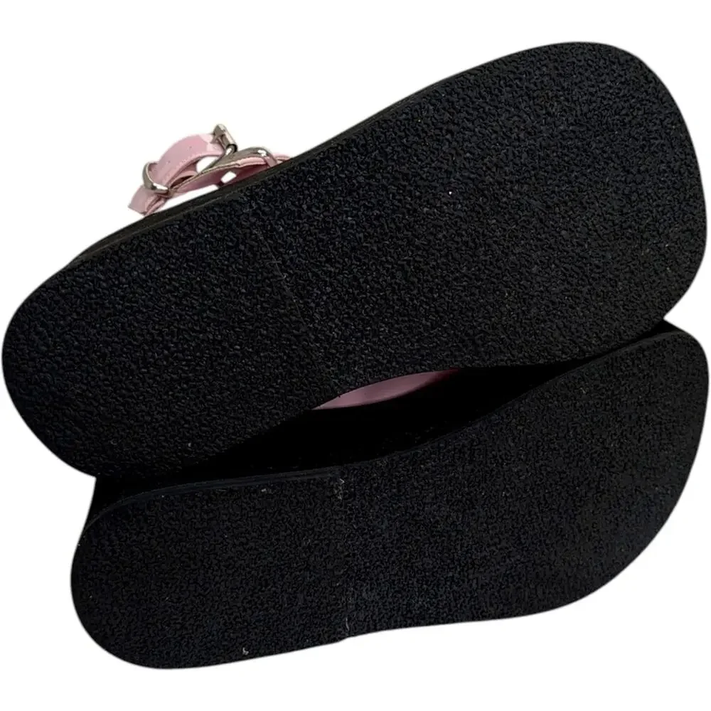 Demonia Sprite O2 Baby Pink Patent Platform Mary Jane 6 Heart Strap Lolita Goth - Picture 10 of 11